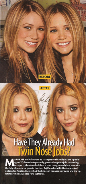 Illustration for article titled Olsen Twins Planning Boob Jobs, Brad Planning Affair, Aniston Knocked Up & Planning Wedding